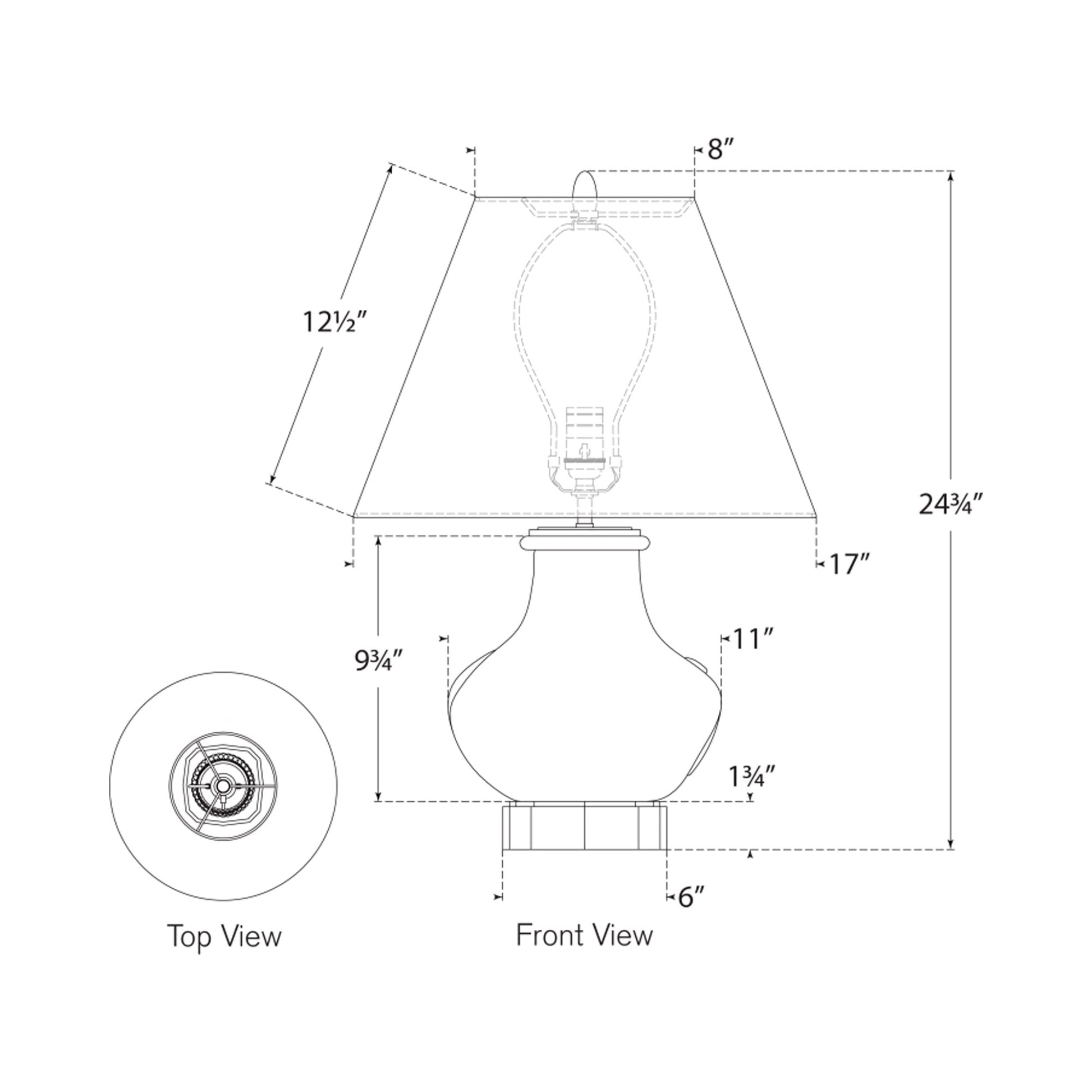 Tahiti Table Lamp - line drawing.