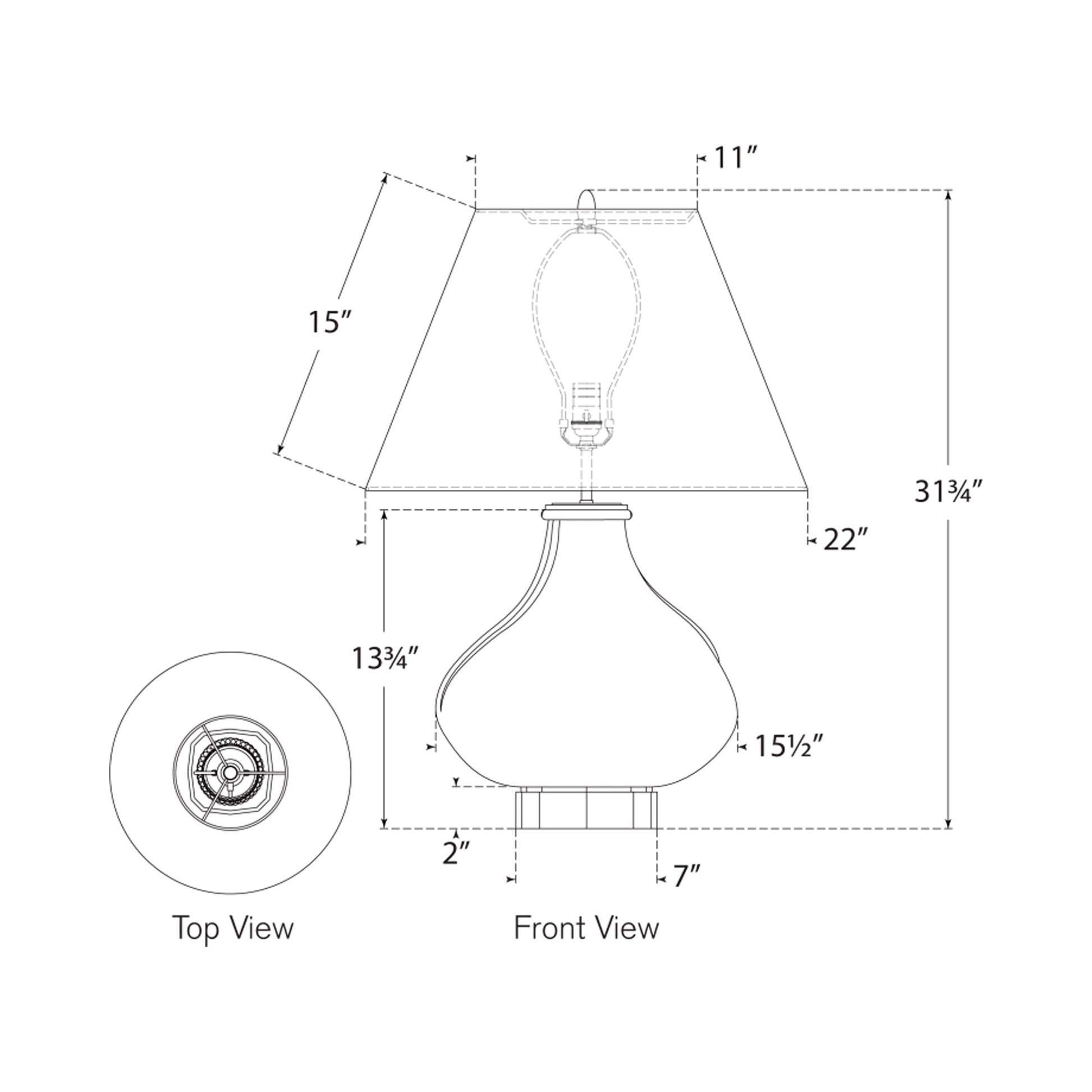 Tahiti Table Lamp - line drawing.