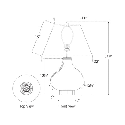 Tahiti Table Lamp - line drawing.