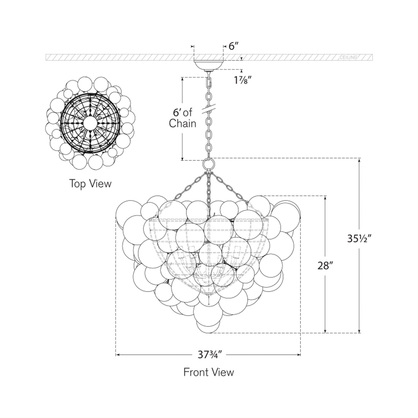 Talia Chandelier - line drawing.