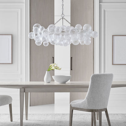 Talia LED Linear Chandelier in dining room.