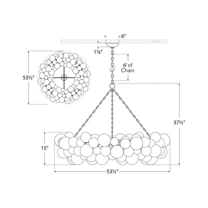 Talia Ring Chandelier - line drawing.