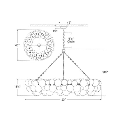 Talia Ring Chandelier - line drawing.