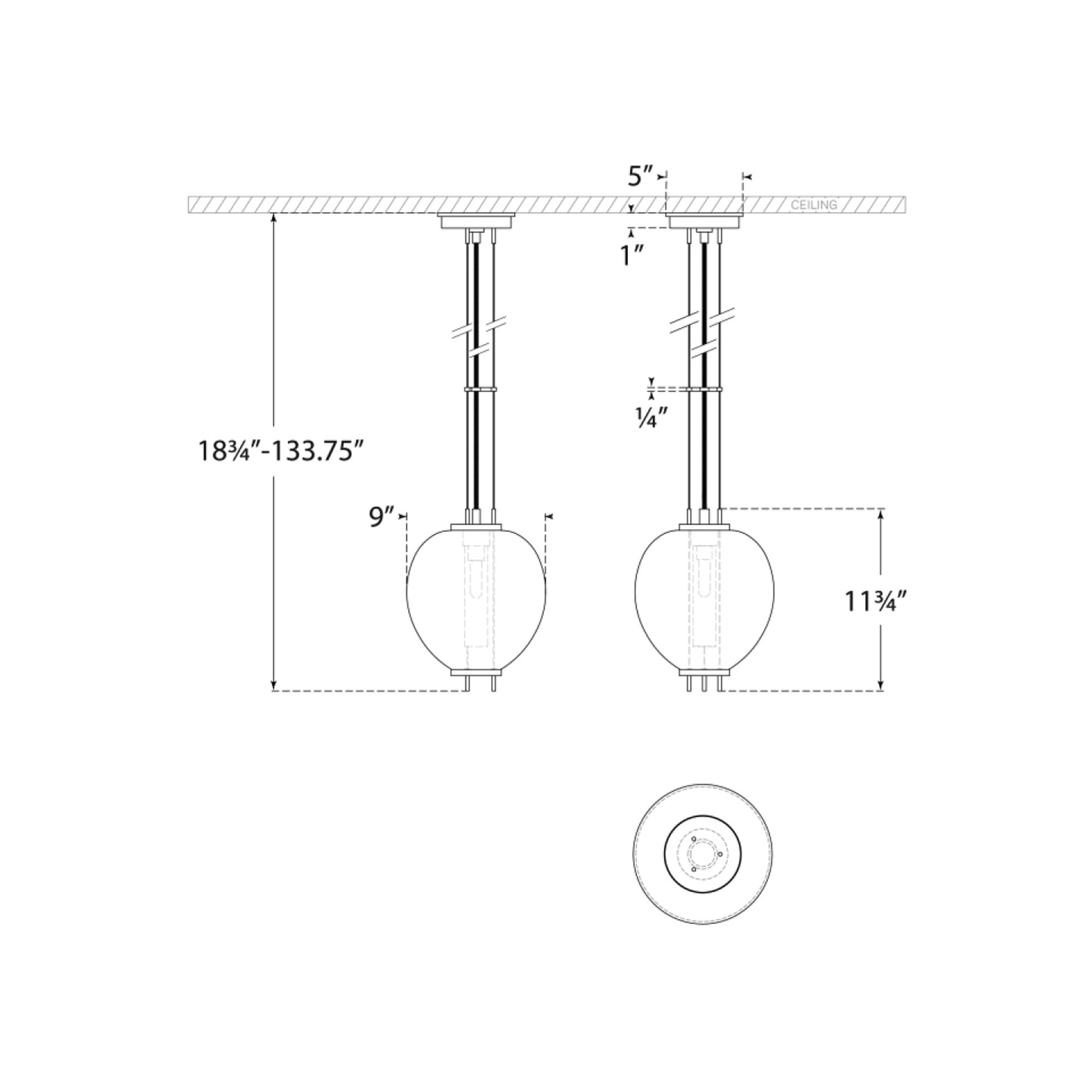 Taro Pendant Light - line drawing.
