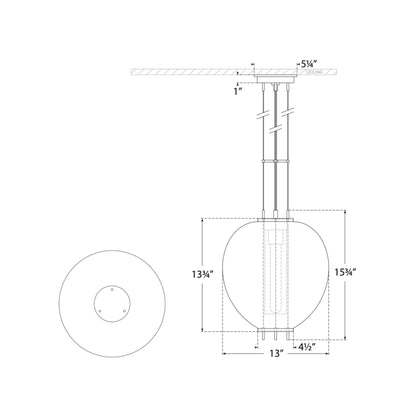 Taro Pendant Light - line drawing.