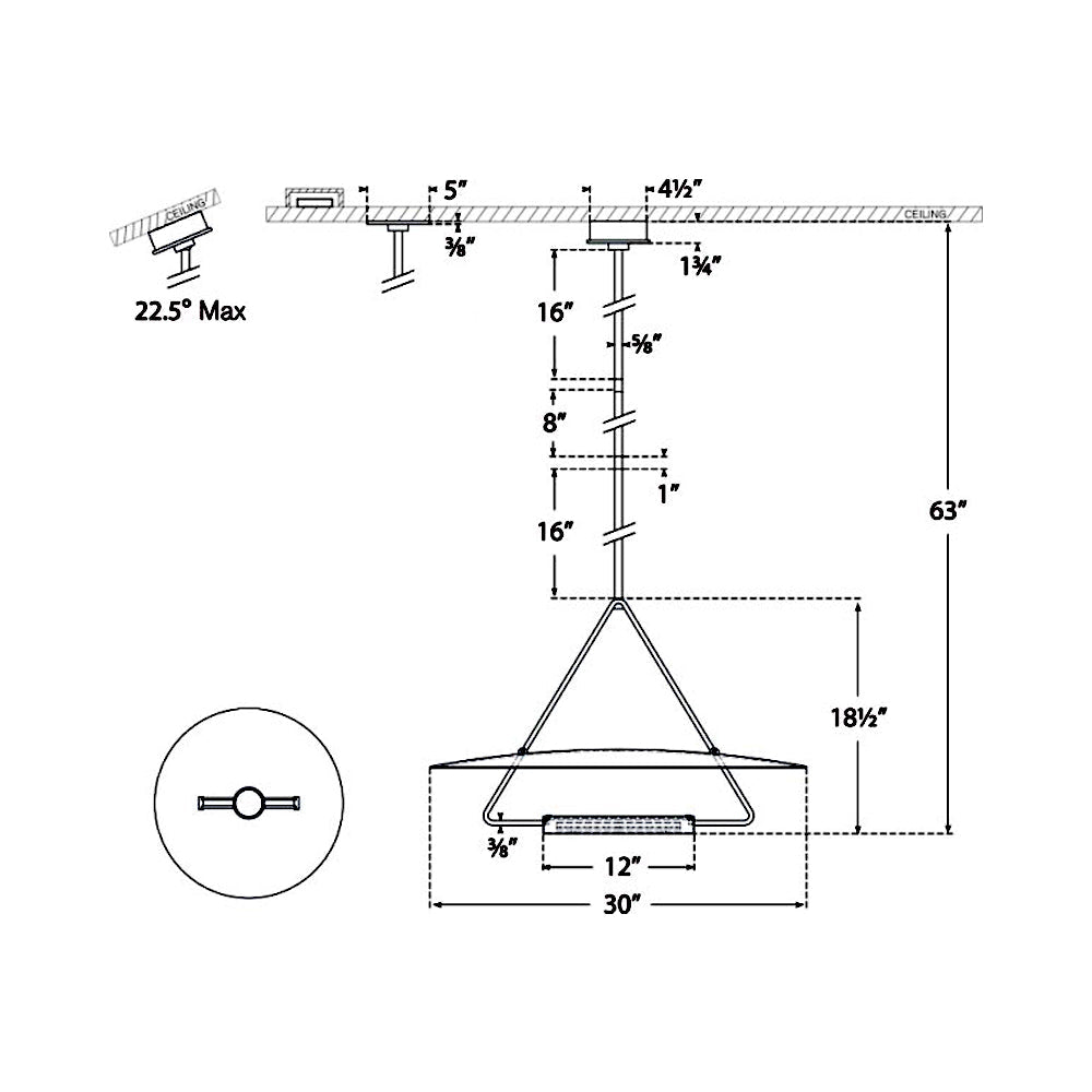 Teline LED Chandelier - line drawing.