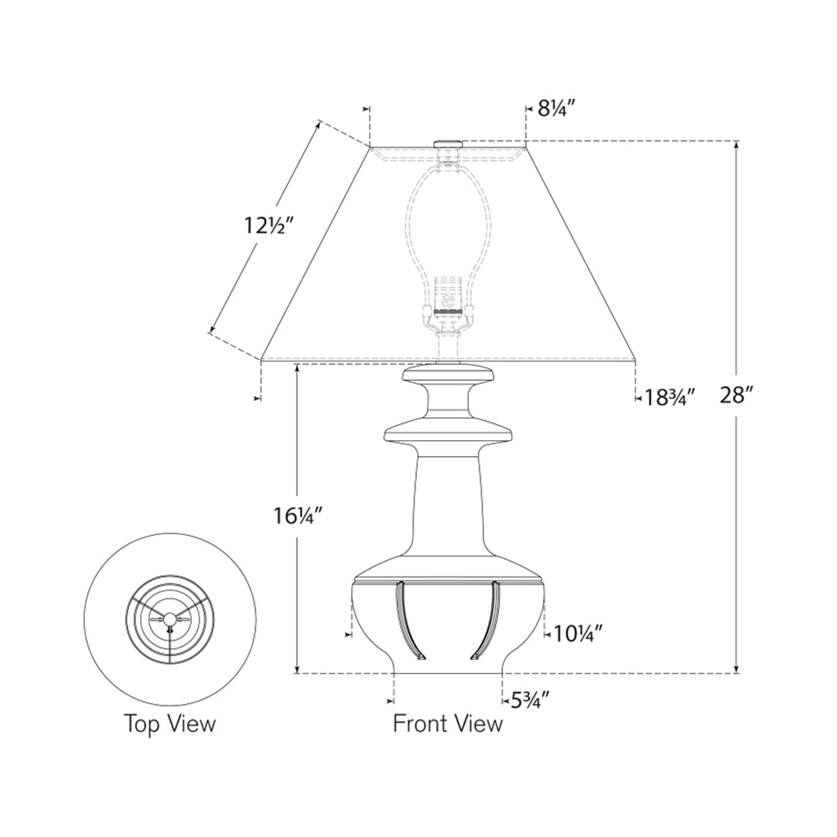 Temara Table Lamp - line drawing.
