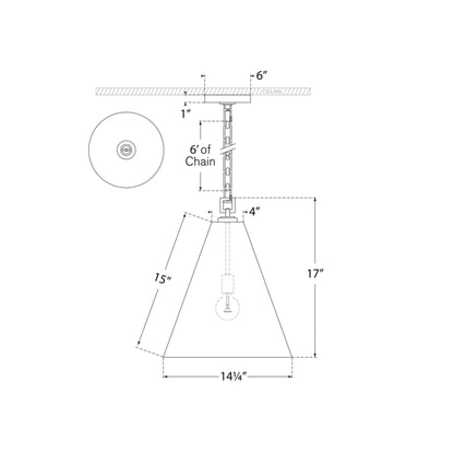 Theo Pendant Light - line drawing.
