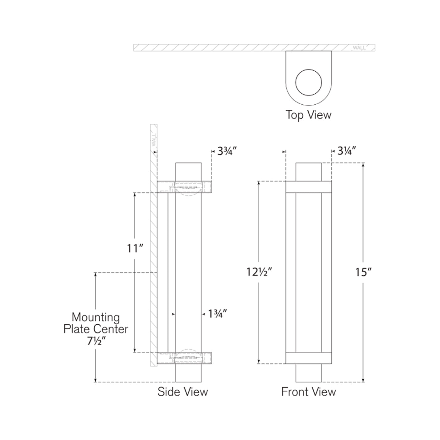 Theron LED Bath Wall Light - line drawing.