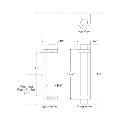 Theron LED Bath Wall Light - line drawing.
