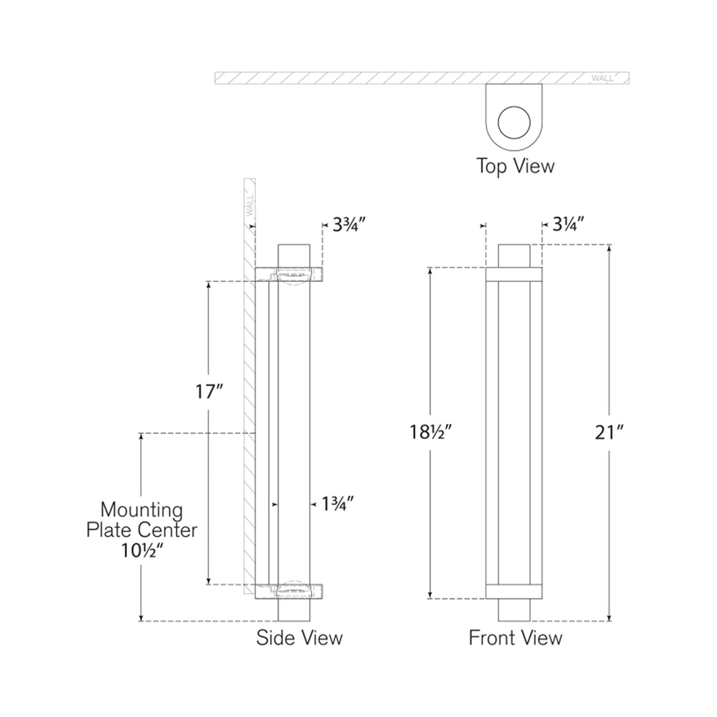 Theron LED Bath Wall Light - line drawing.