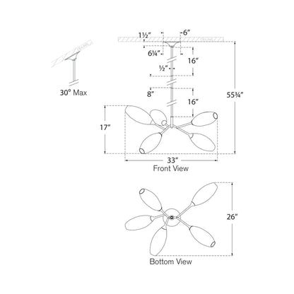 Toscano Chandelier - line drawing.