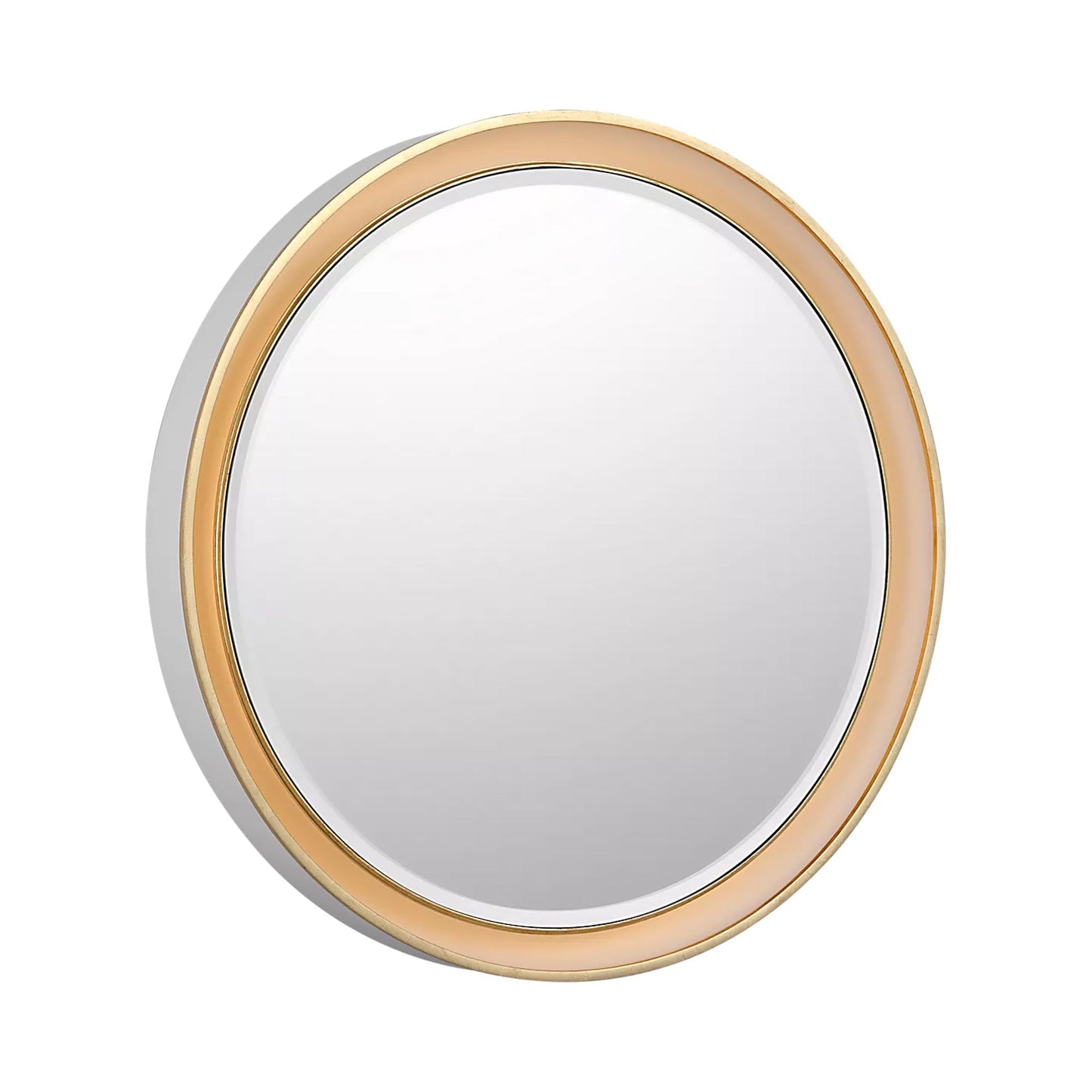 Tricia LED Wall Mirror in Matte White and Gild (24-Inch).