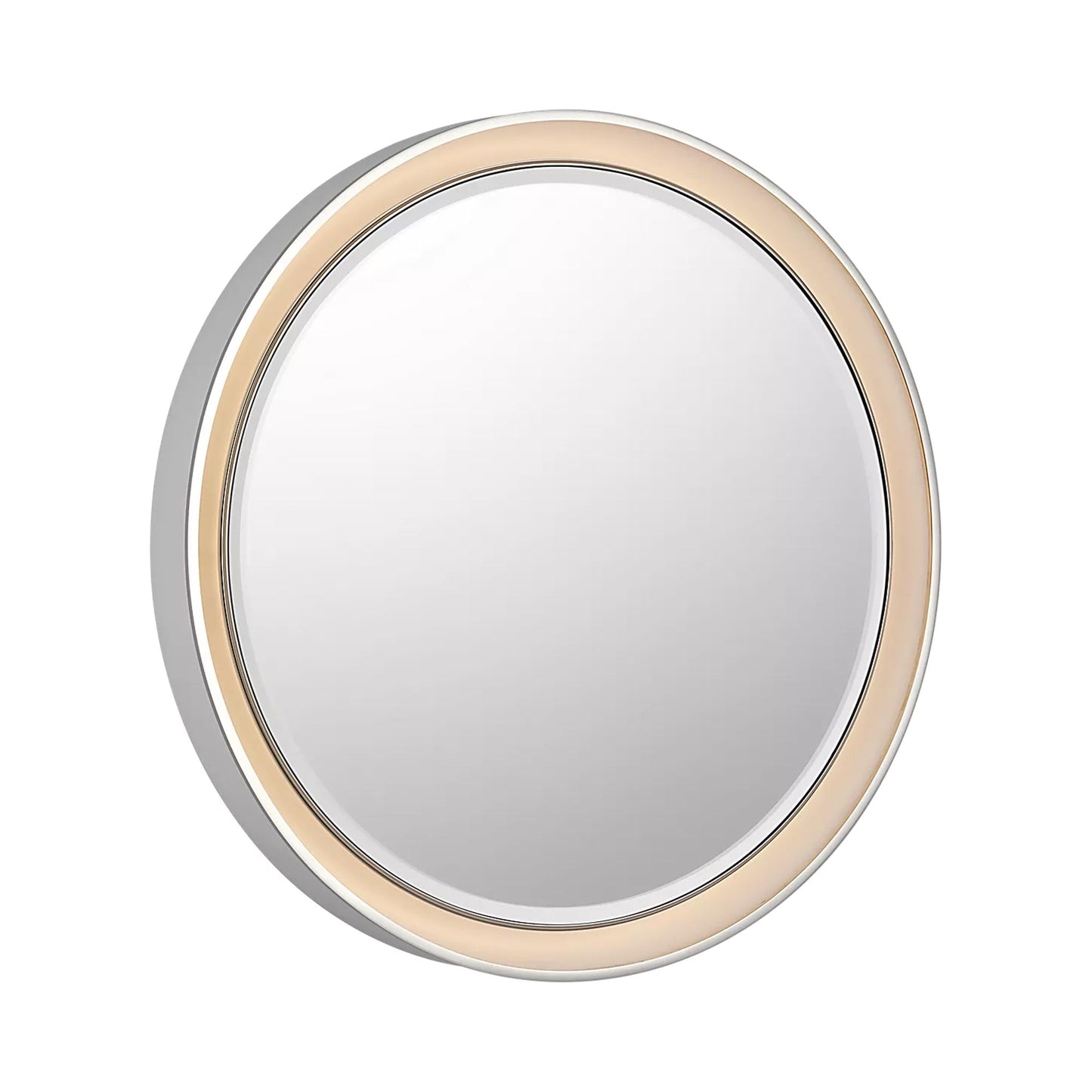 Tricia LED Wall Mirror in Matte White and Polished Nickel (24-Inch).