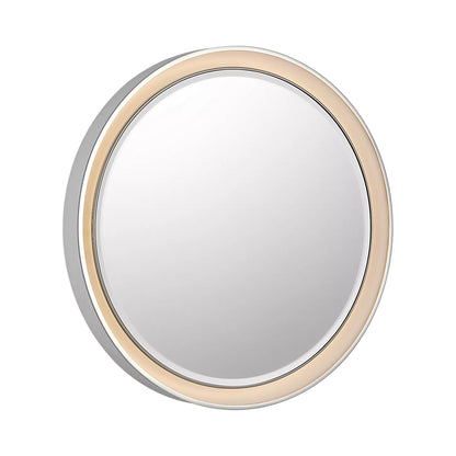 Tricia LED Wall Mirror in Matte White and Polished Nickel (24-Inch).