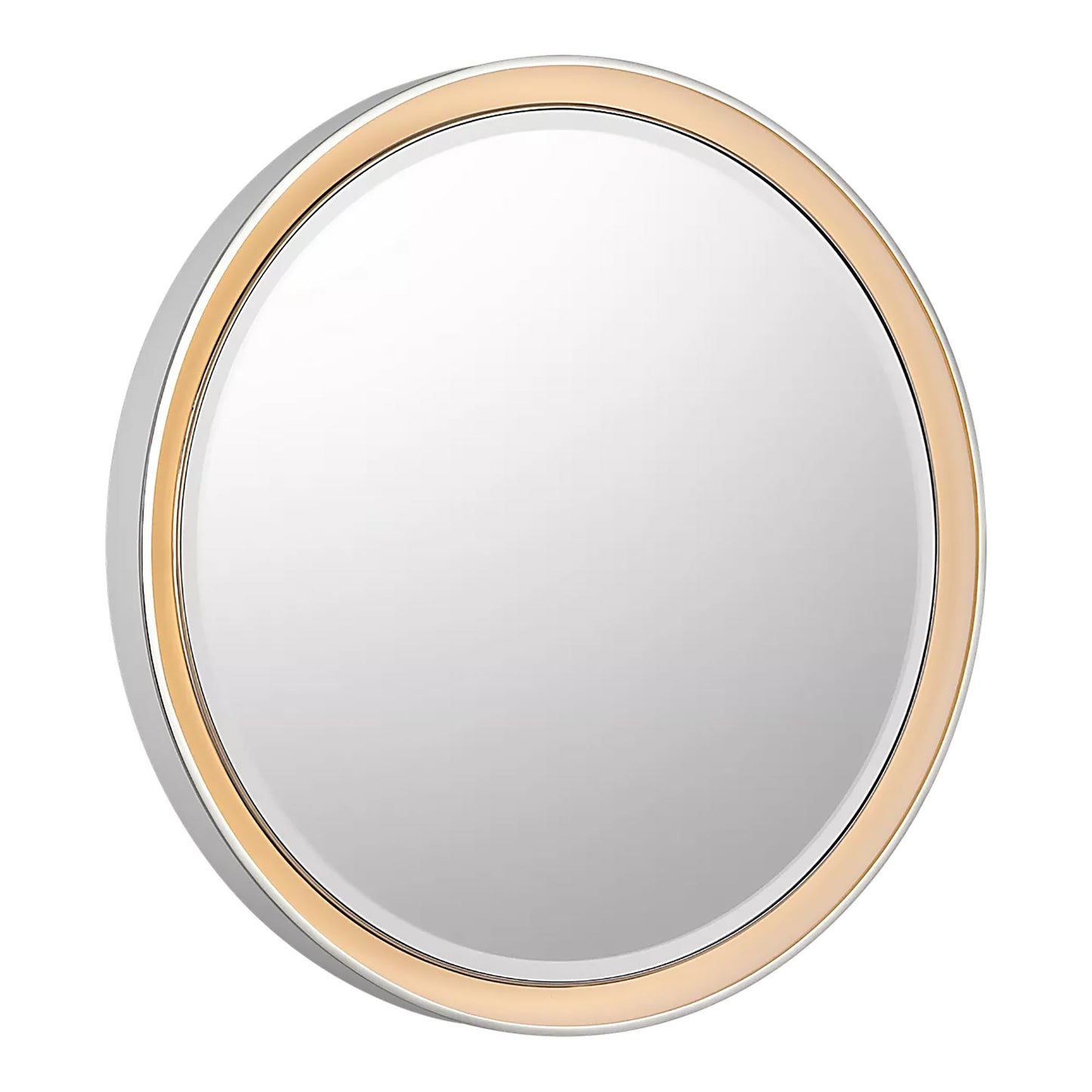 Tricia LED Wall Mirror in Matte White and Polished Nickel (30-Inch).