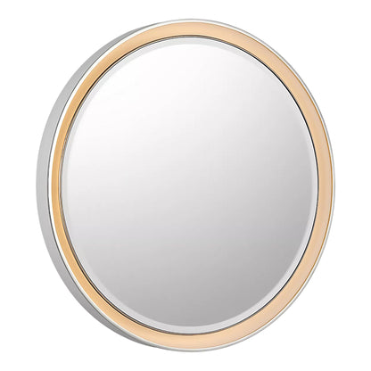 Tricia LED Wall Mirror in Matte White and Polished Nickel (30-Inch).