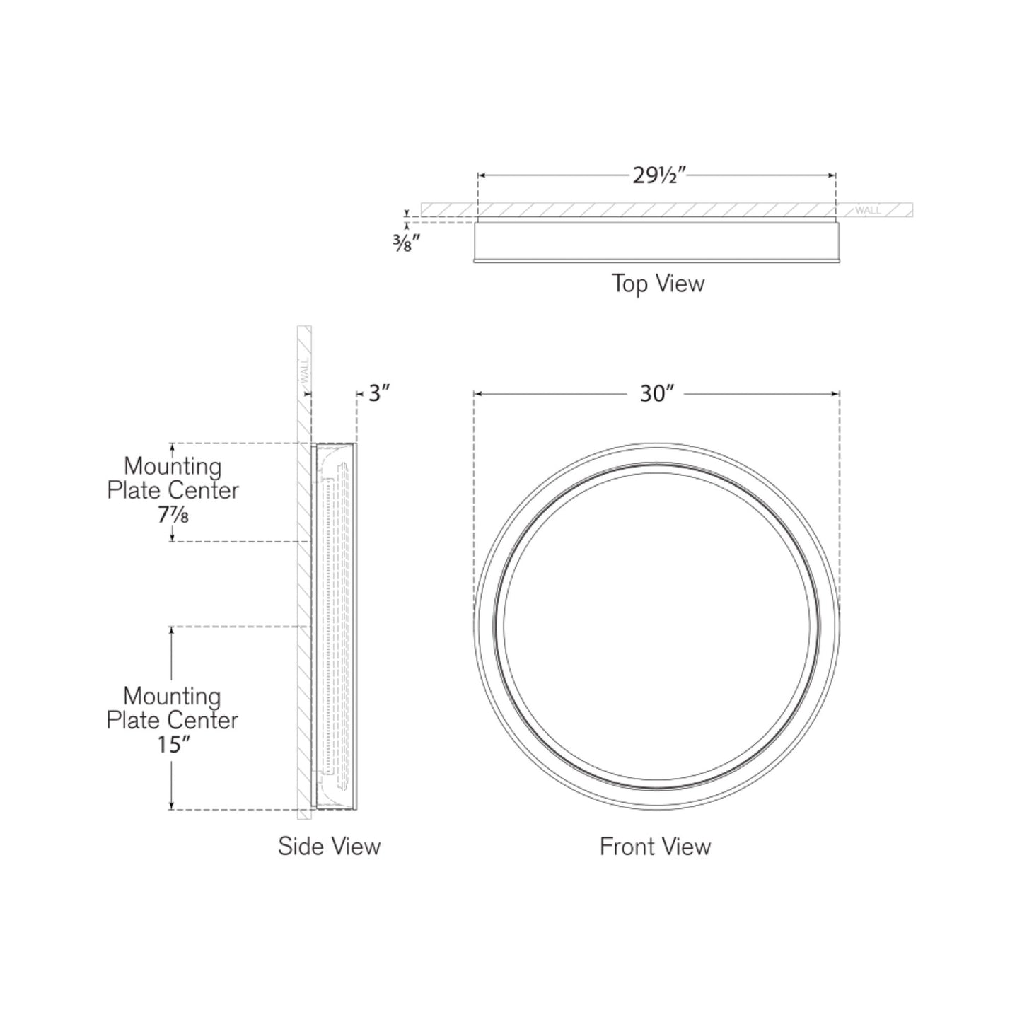 Tricia LED Wall Mirror - line drawing.
