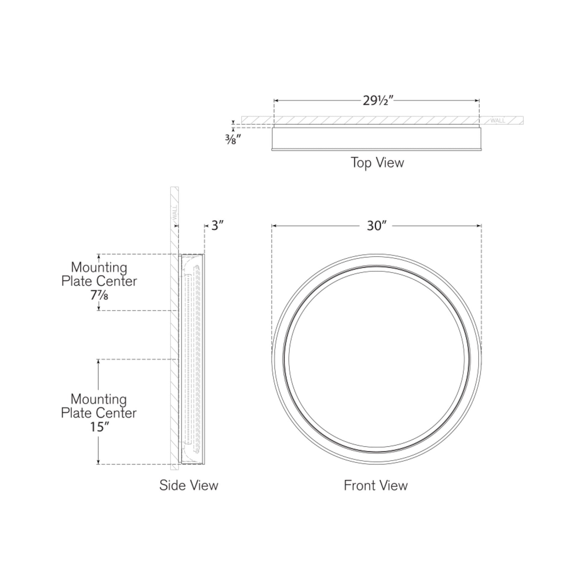 Tricia LED Wall Mirror - line drawing.