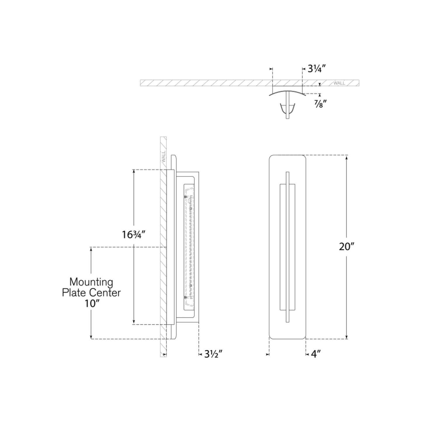Tristan LED Wall Light - line drawing.