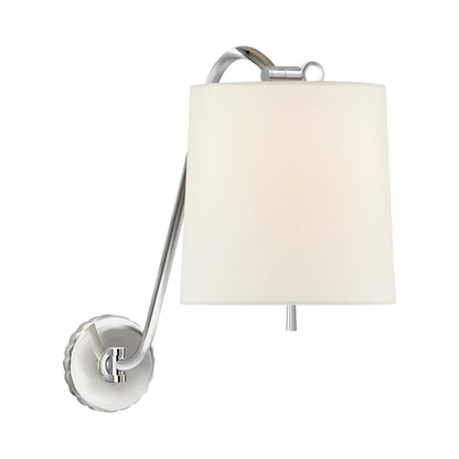 Understudy Wall Light in Polished Nickel/Linen.