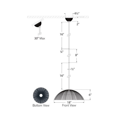 Utopia LED Sculpted Pendant Light - line drawing.