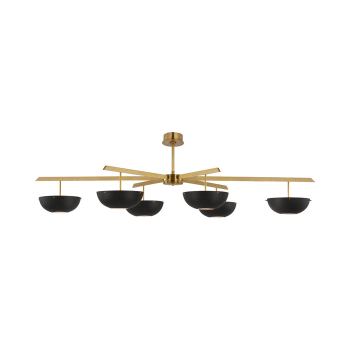 Valencia LED Chandelier in Hand-Rubbed Antique Brass/Matte Black.