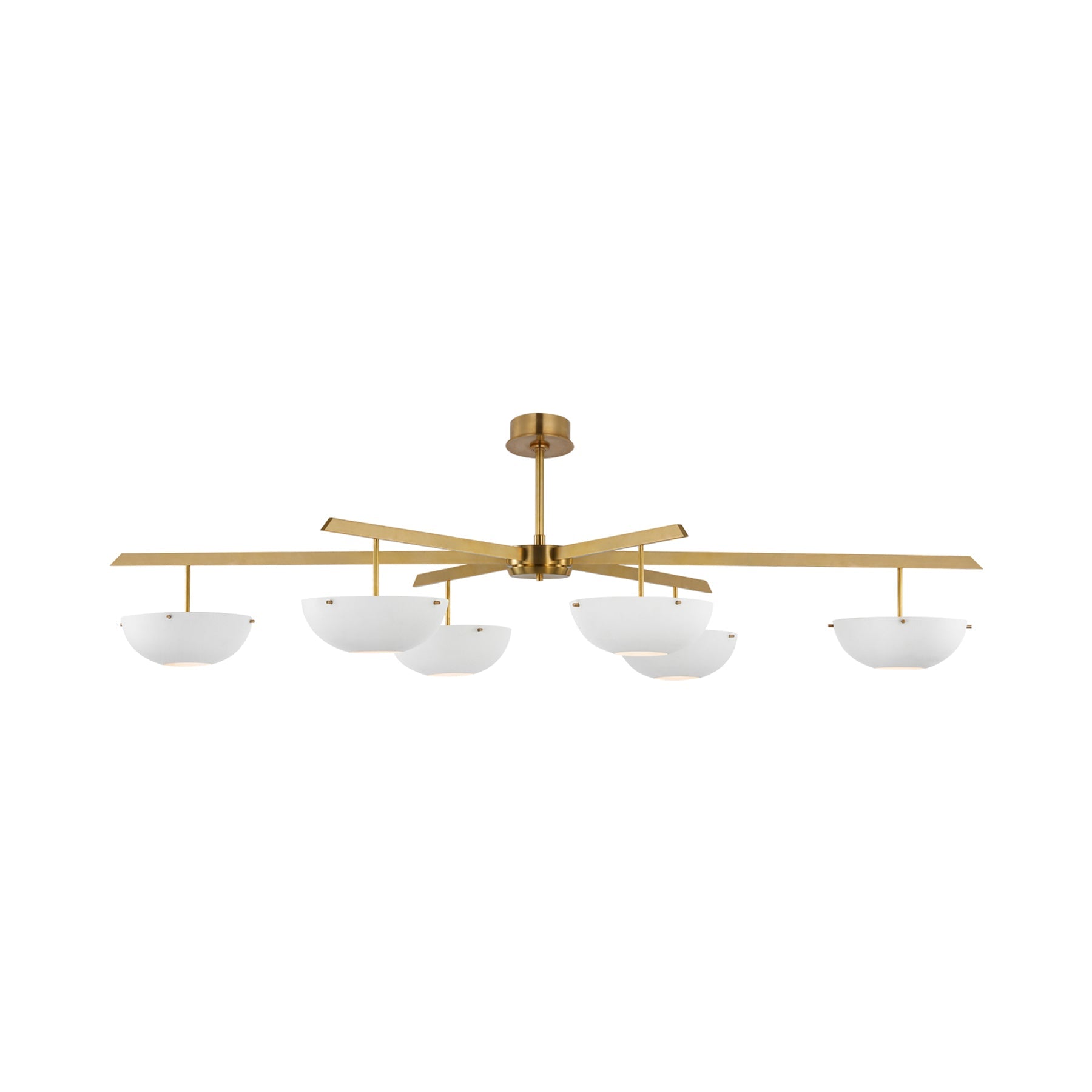 Valencia LED Chandelier in Hand-Rubbed Antique Brass/Matte White (6-Light).