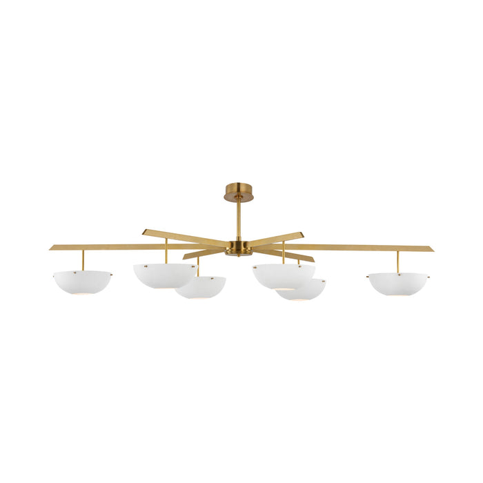 Valencia LED Chandelier in Hand-Rubbed Antique Brass/Matte White.