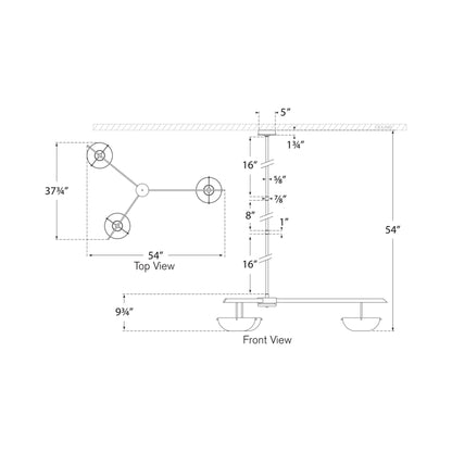 Valencia LED Chandelier - line drawing.