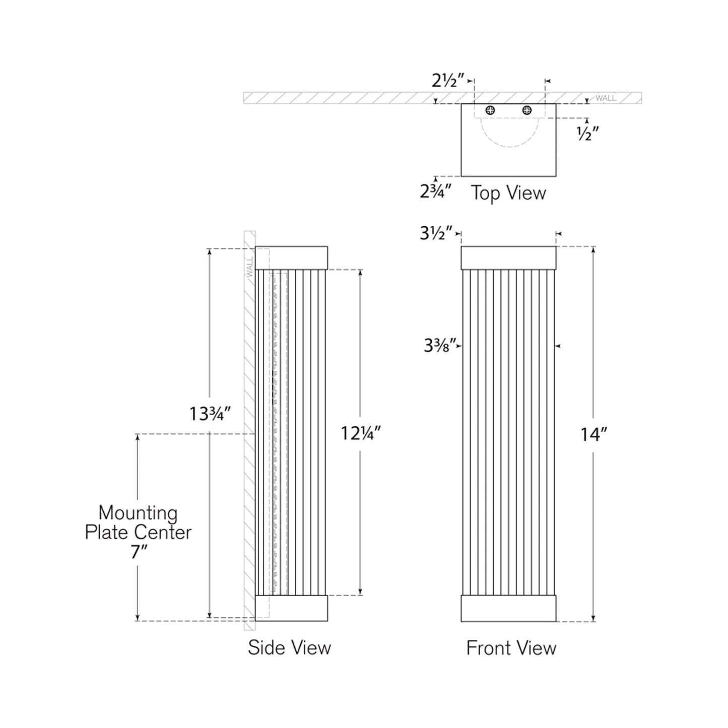 Vance LED Bath Vanity Light - line drawing.
