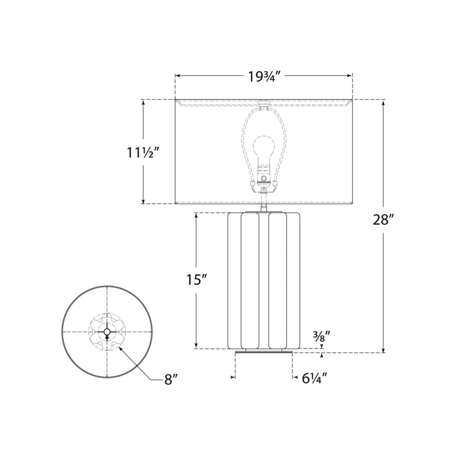 Vellig Table Lamp - line drawing.