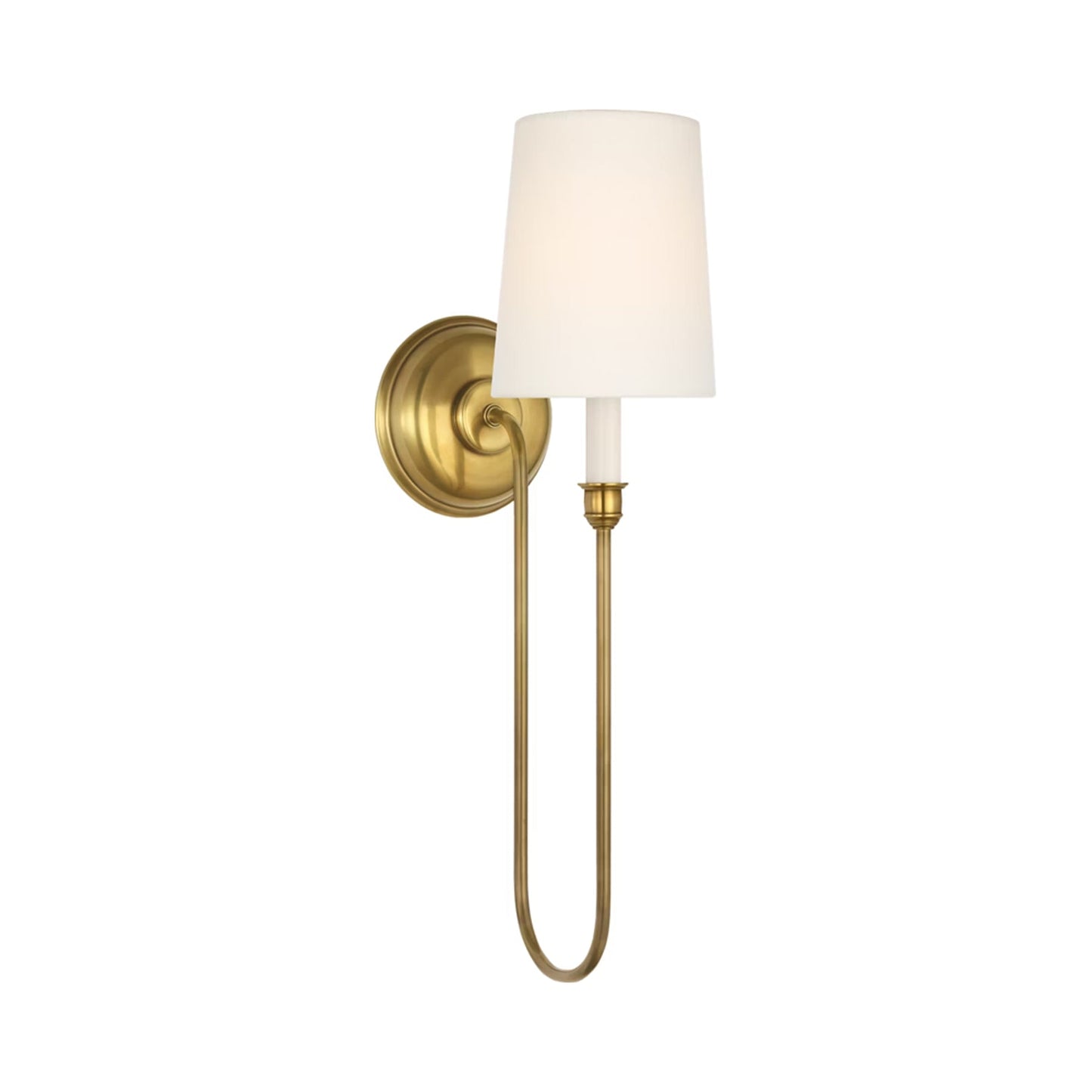 Vendome Deep Arm LED Rechargeable Wall Light in Hand-Rubbed Antique Brass.