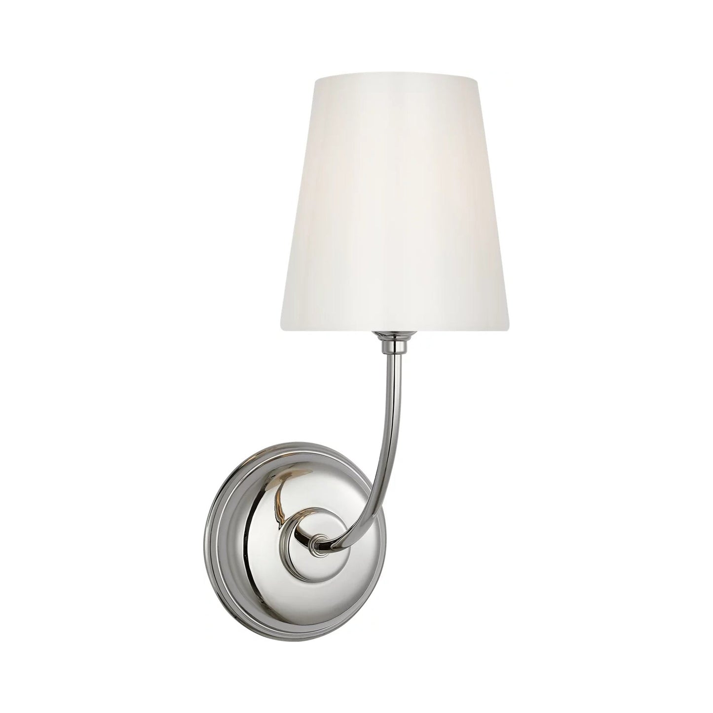 Vendome Wall Light in Polished Nickel/White Glass (14.5-Inch).