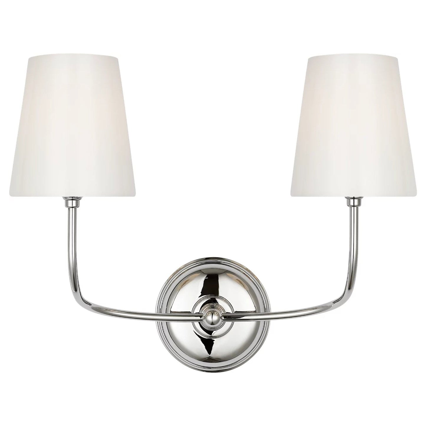 Vendome Wall Light in Polished Nickel/White Glass (14.75-Inch).