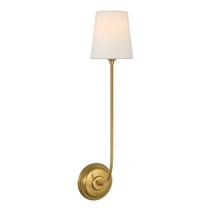 Vendome Wall Light in Hand-Rubbed Antique Brass/Linen (25.75-Inch).
