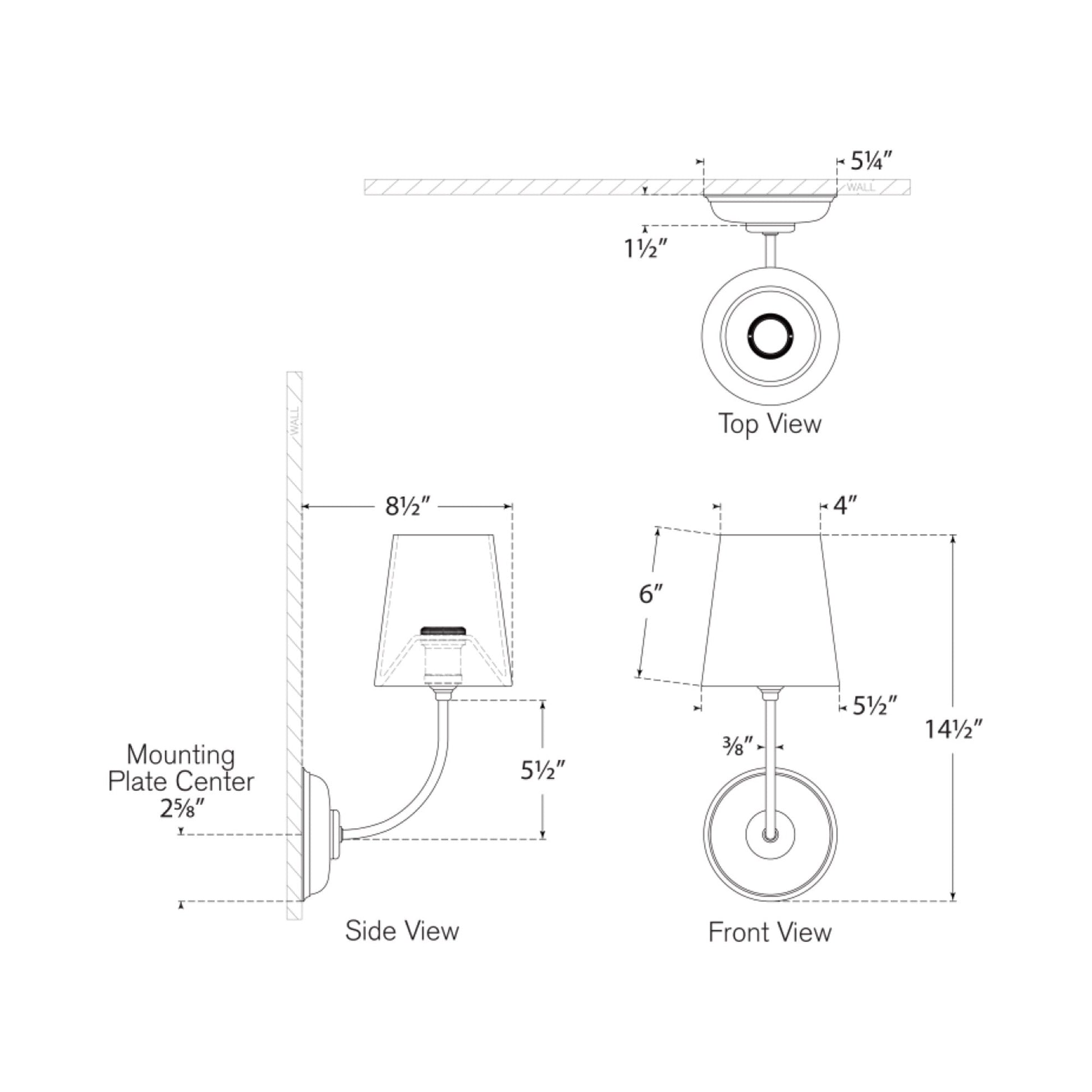 Vendome Wall Light - line drawing.