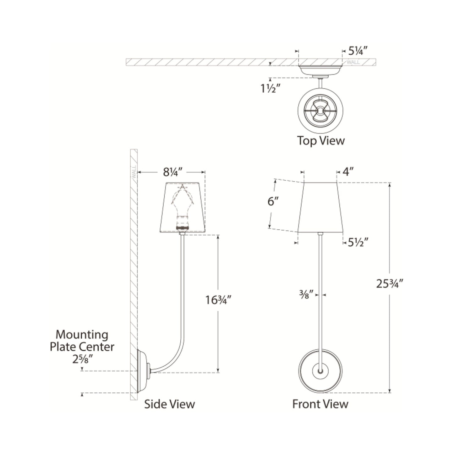 Vendome Wall Light - line drawing.