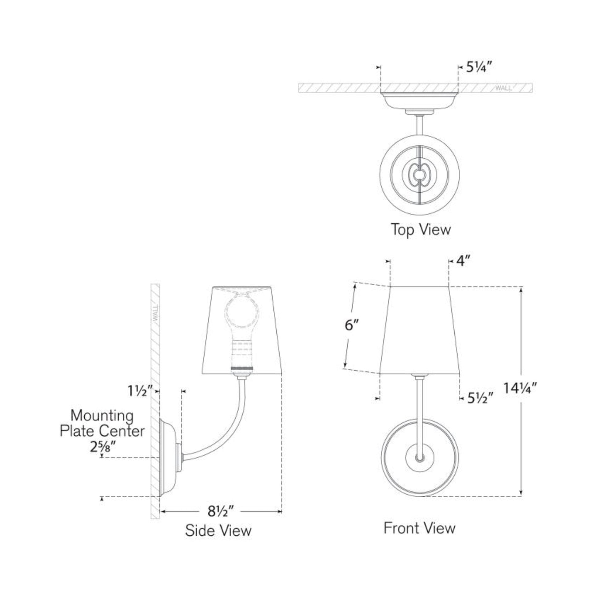 Vendome Wall Light - line drawing.