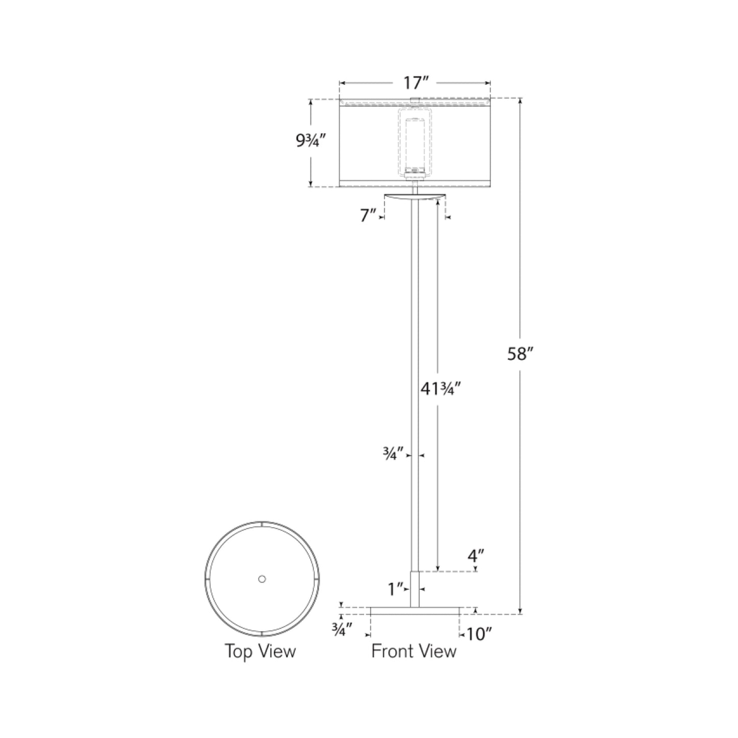 Walker LED Rechargeable Floor Lamp - line drawing.
