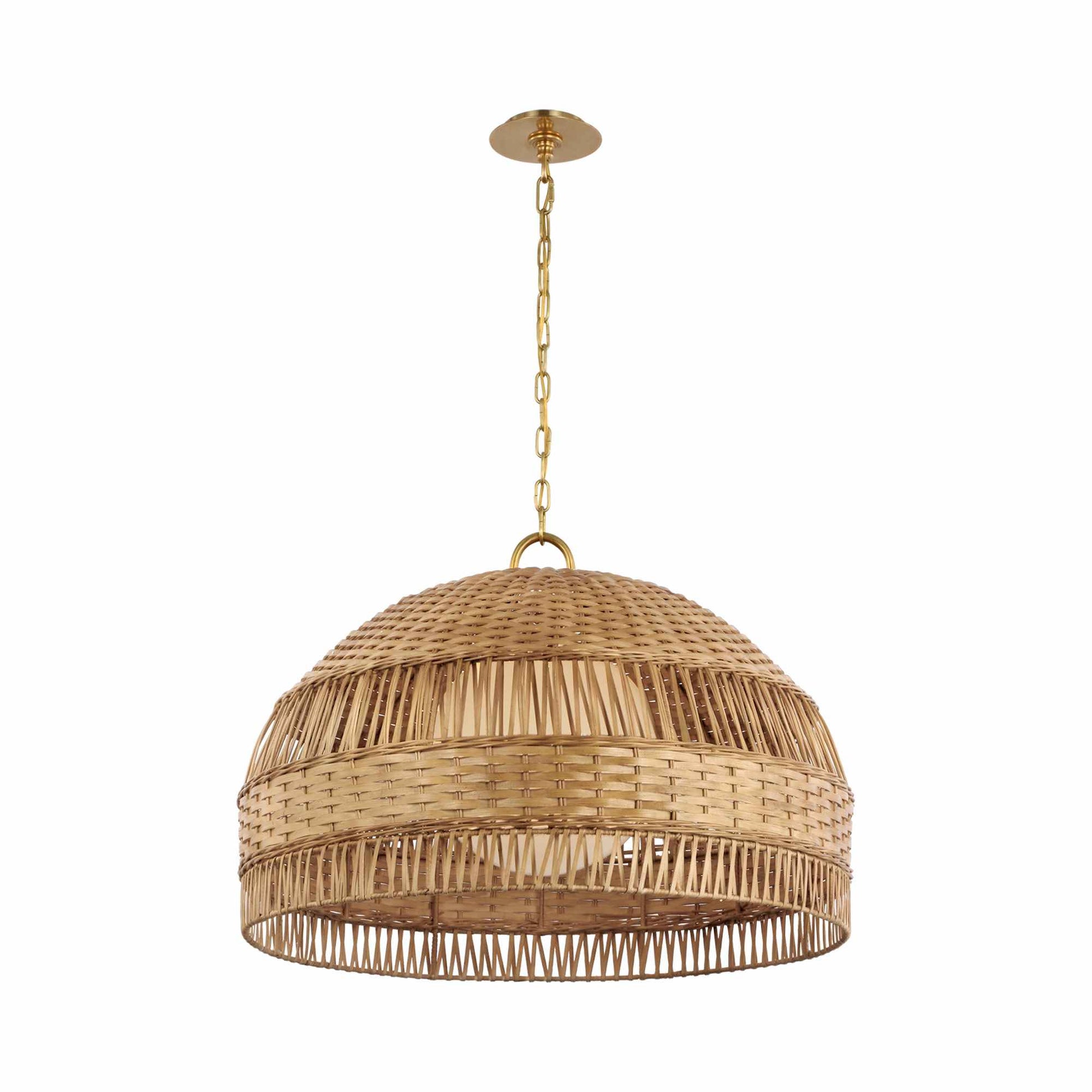 Whit Pendant Light in Soft Brass/Natural Wicker.