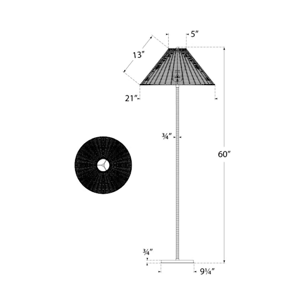 Wimberley Floor Lamp - line drawing.