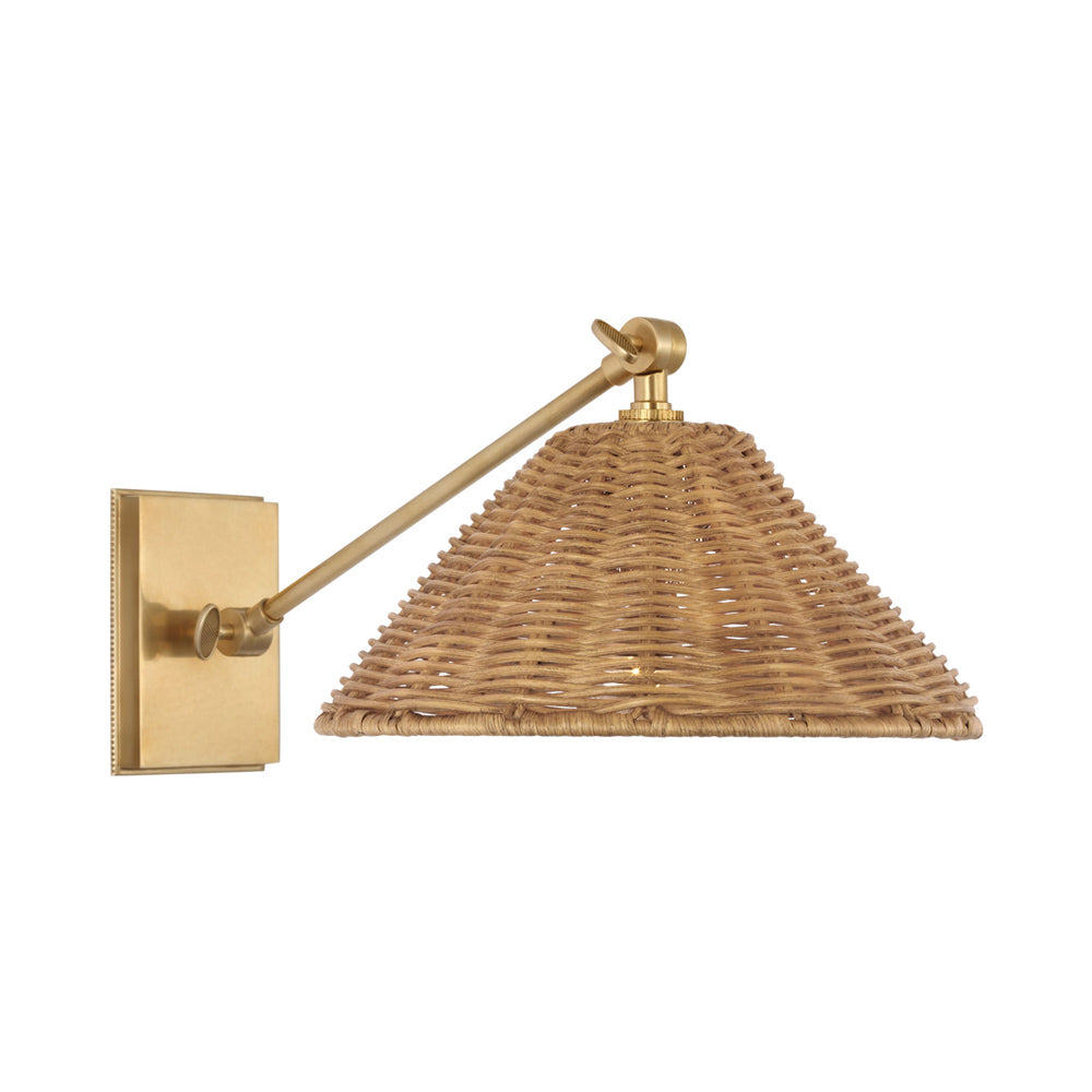 Wimberley Wall Light in Soft Brass/Natural Wicker.