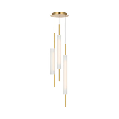 Windchime LED Chandelier in Soft Brass (3-Light).
