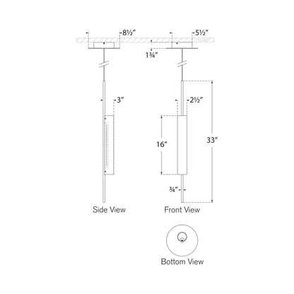 Windchime LED Pendant Light - line drawing.