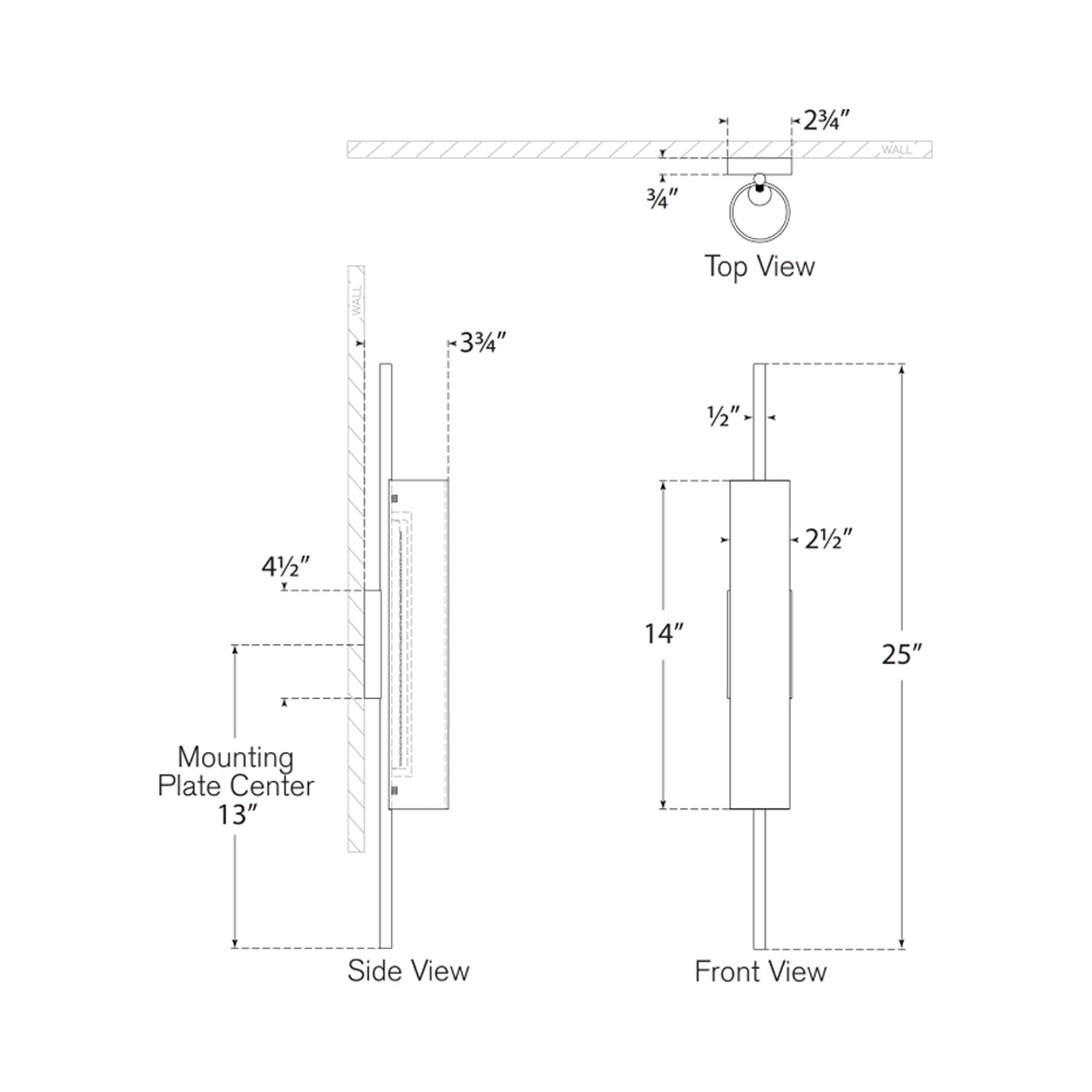 Windchime LED Wall Light - line drawing.
