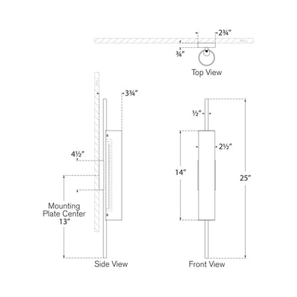 Windchime LED Wall Light - line drawing.