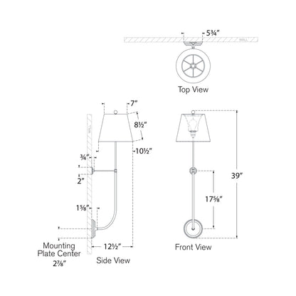 Wyatt Statement Wall Light - line drawing.