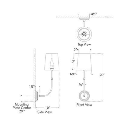 Wyatt Wall Light - line drawing.