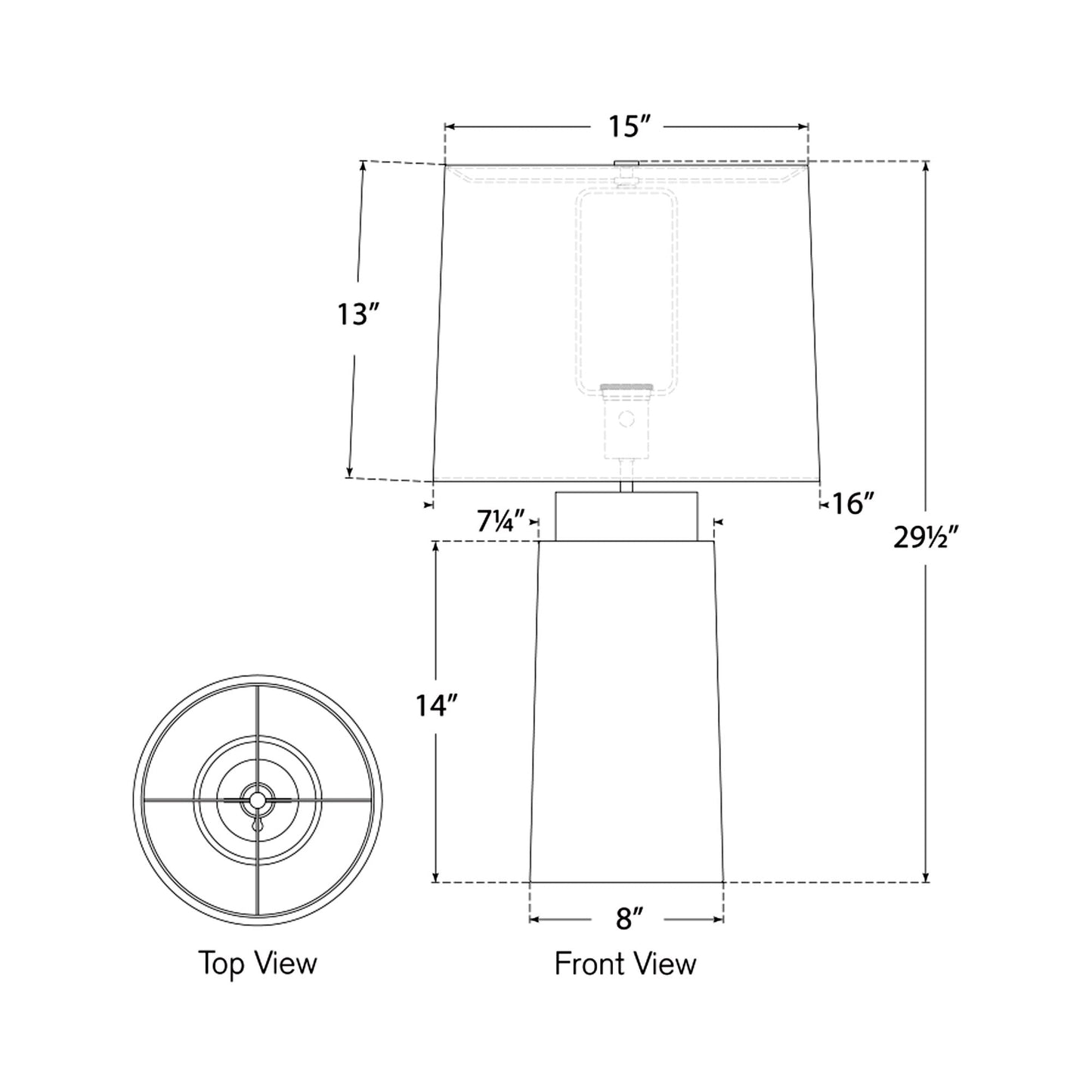 Xian Table Lamp - line drawing.
